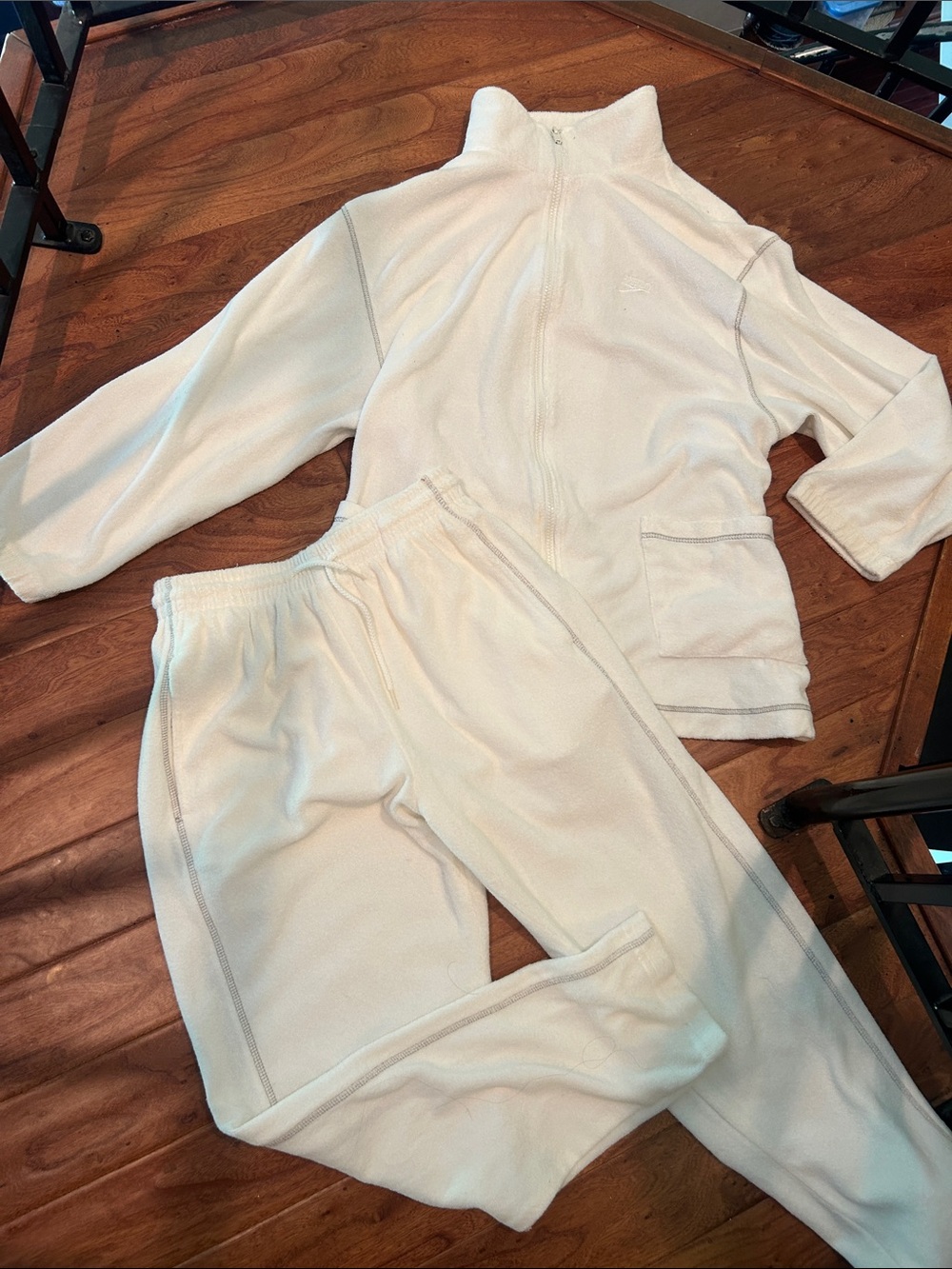 Vintage 1980’s Speedo Authentic Fitness White Terry Cloth Track Suit 2 Piece Set